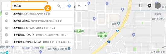 Googleマップ住所等入力画面