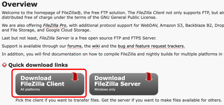 FileZilla Clientのダウンロード