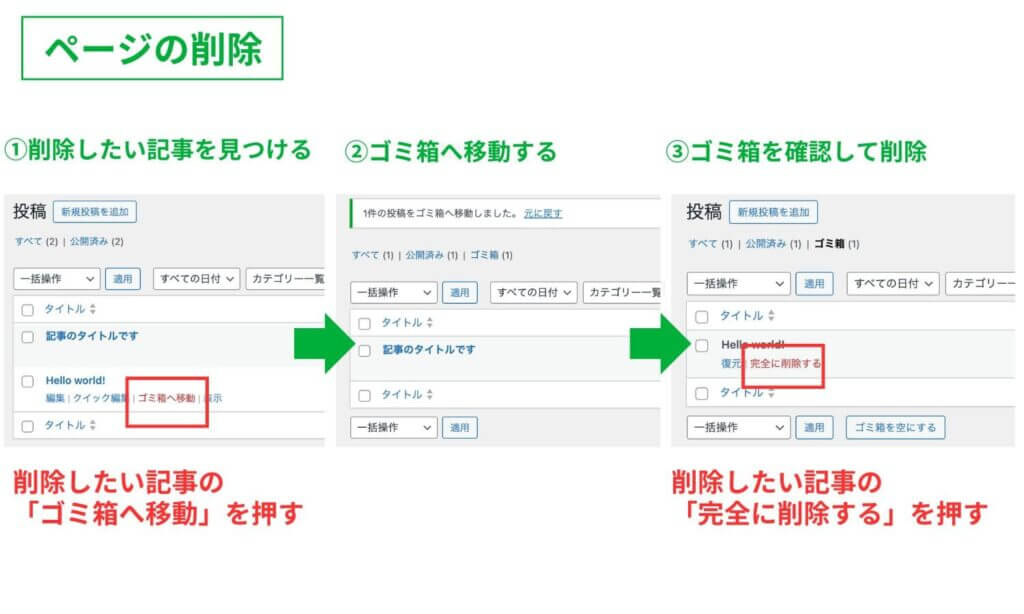 ページの削除方法の解説画像