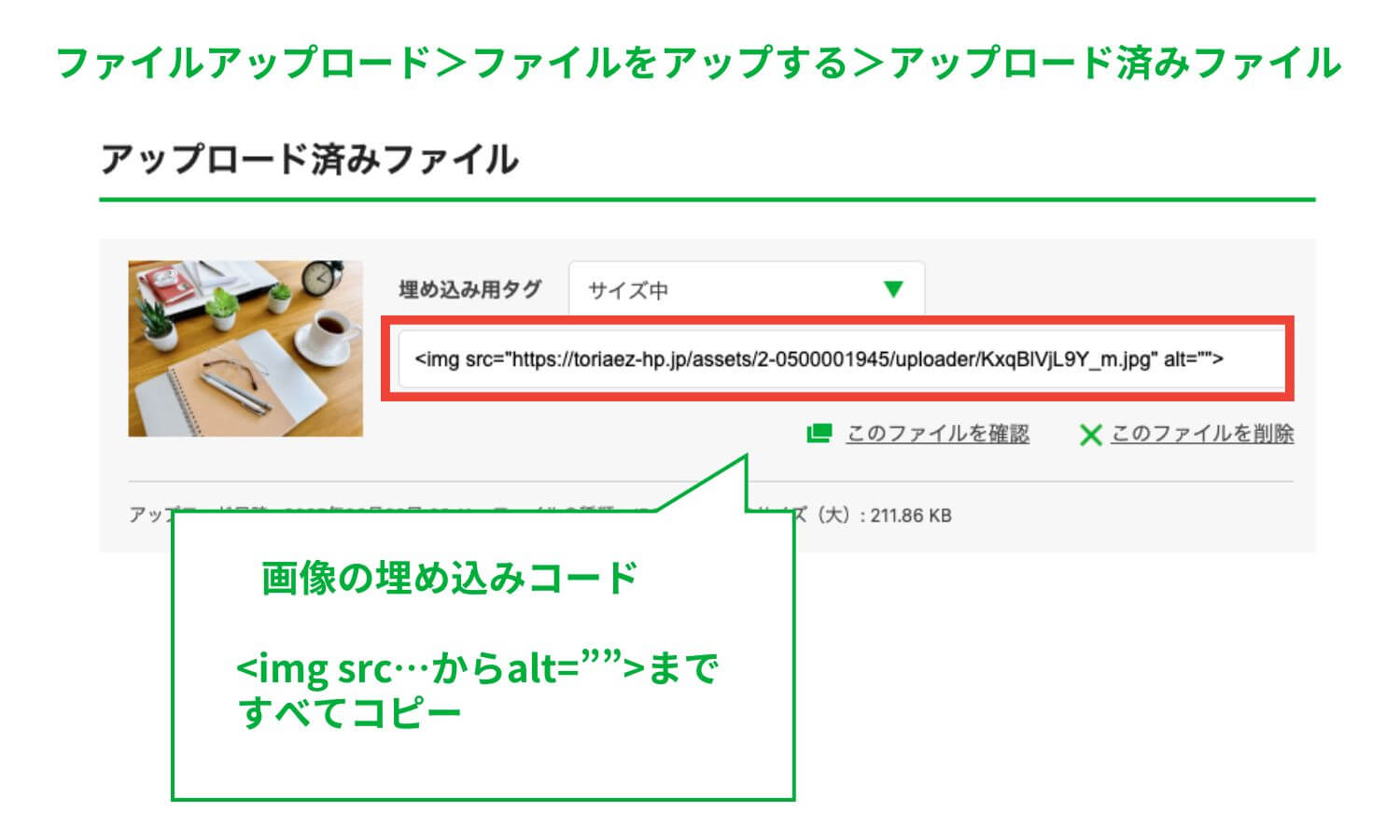画像の埋め込みコードの解説